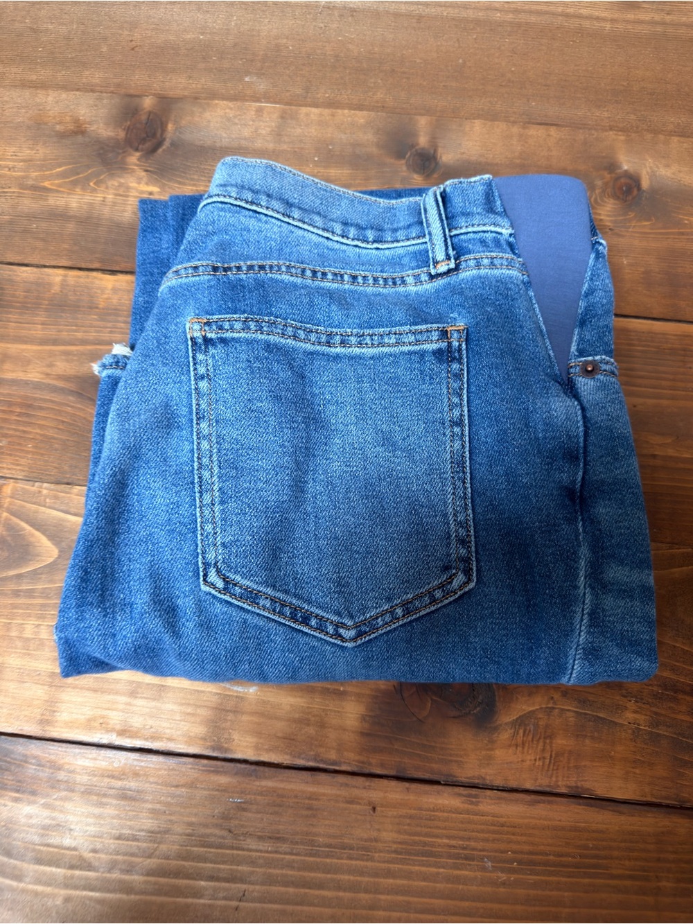 Hatch Straight Leg Medium Wash Maternity Denim Jeans - Picture 3 of 11